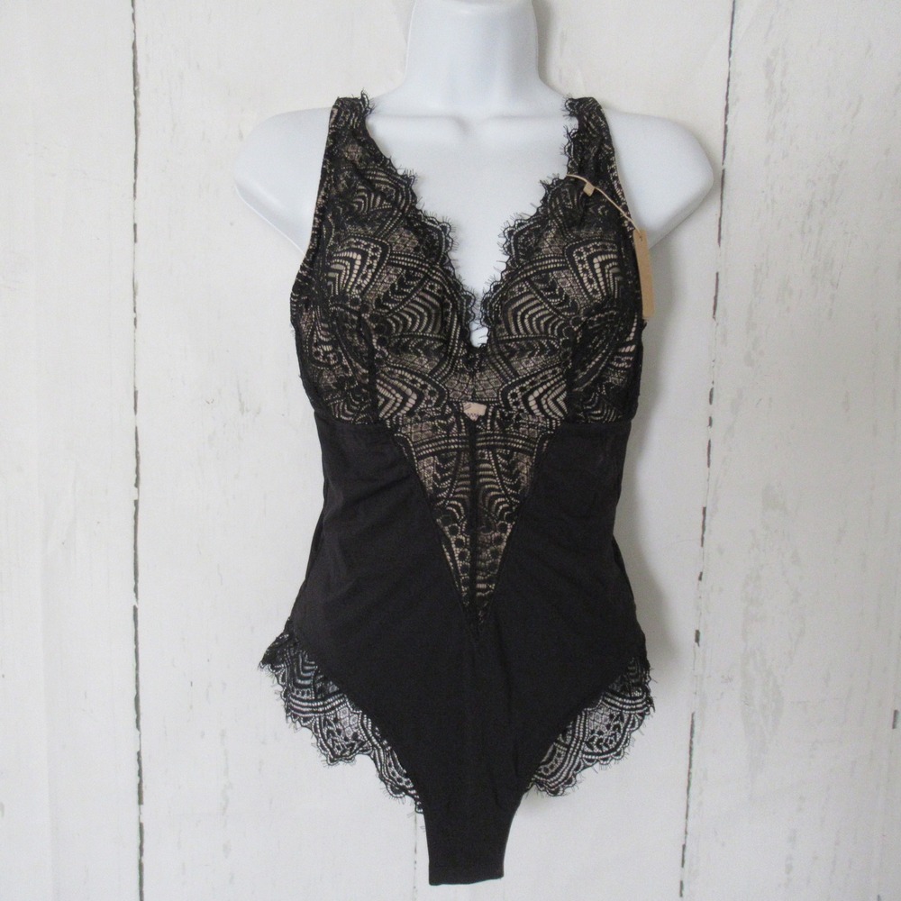 Shapellx Bodysuit L Black Lace Airslim Shapewear Slimming Cheeky New